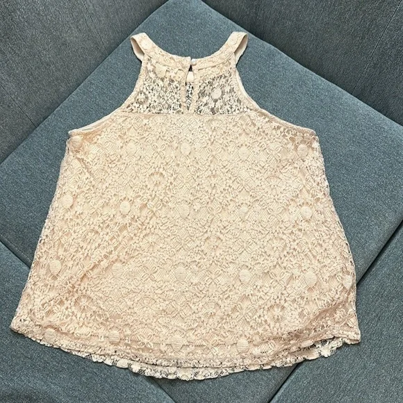 Monteau Peach Color Lace Dress Tank Size L - Picture 2 of 6